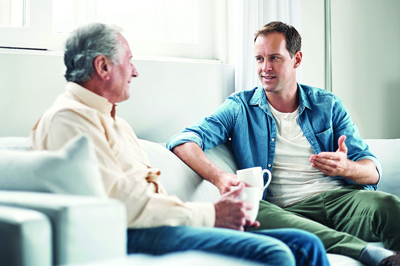 adult child modeling how to talk about senior care needs with your parents